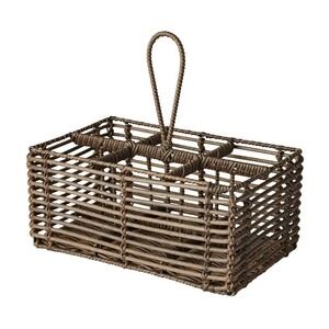 Threshold Woven Rattan Caddy Organizer Holder with Handle 6 Compartments Rustic